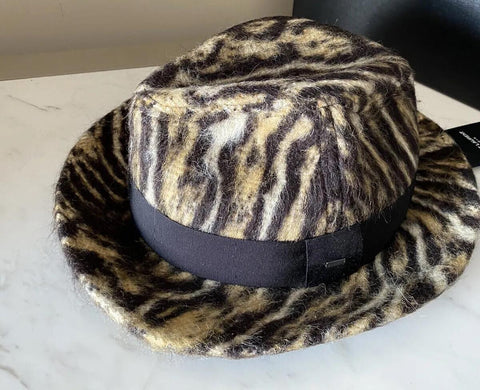 NWT $795 Saint Laurent Womens Fedora Hat Beige/Black Size M Italy