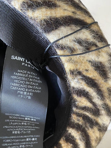 NWT $795 Saint Laurent Womens Fedora Hat Beige/Black Size M Italy