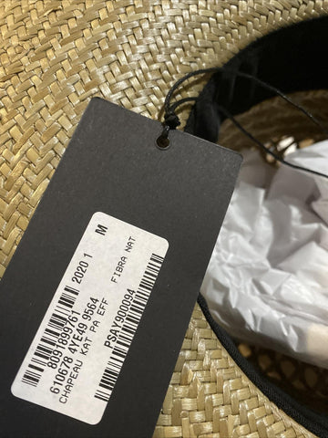 NWT $895 Saint Laurent Straw Cowboy Hat With Leather and Feathers Brown M