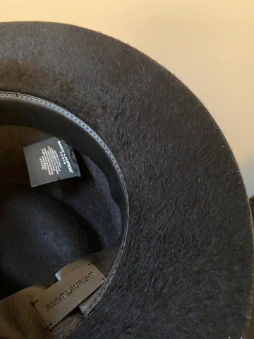 NWT $995 Saint Laurent Men Shaggy Felt Fedora Hat Black Size S Italy