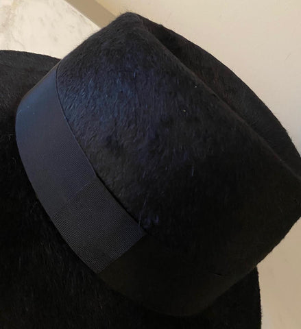 NWT $995 Saint Laurent Men Shaggy Felt Fedora Hat Black Size L Italy