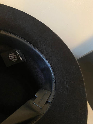 NWT $995 Saint Laurent Men Shaggy Felt Fedora Hat Black Size L Italy