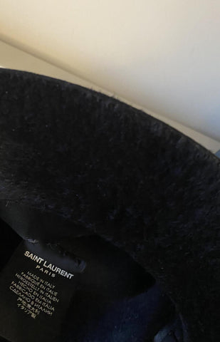 NWT $995 Saint Laurent Men Shaggy Felt Fedora Hat Black Size L Italy