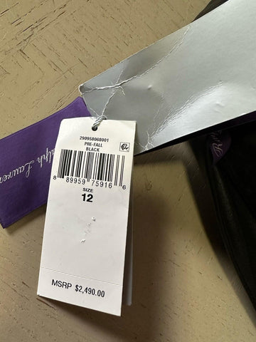 New $2490 Ralph Lauren Collection Women High-Waist Leather Pants Black 12 US