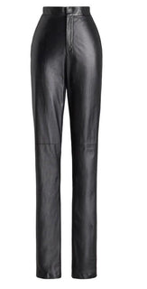 New $2490 Ralph Lauren Collection Women High-Waist Leather Pants Black 12 US