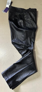New $2490 Ralph Lauren Collection Women High-Waist Leather Pants Black 12 US