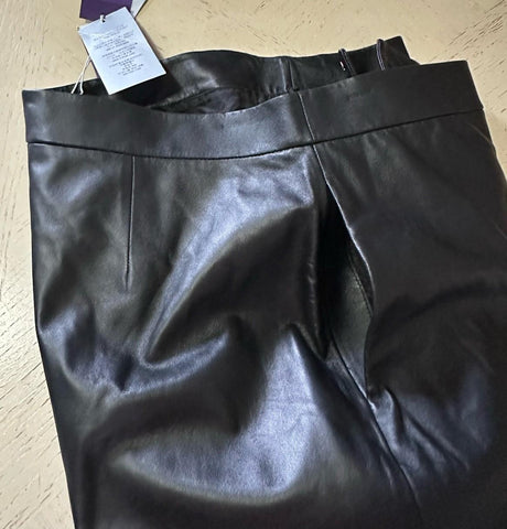 New $2490 Ralph Lauren Collection Women High-Waist Leather Pants Black 12 US