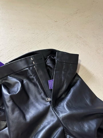 New $2490 Ralph Lauren Collection Women High-Waist Leather Pants Black 12 US