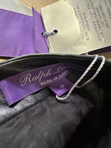 New $2490 Ralph Lauren Collection Women High-Waist Leather Pants Black 12 US