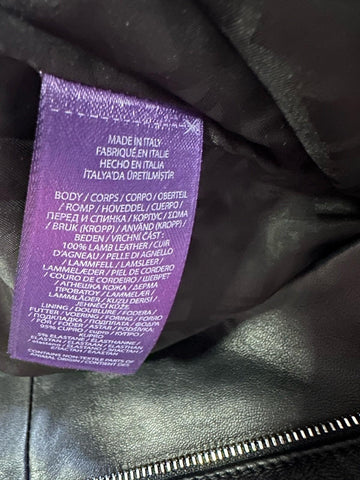 New $2490 Ralph Lauren Collection Women High-Waist Leather Pants Black 12 US