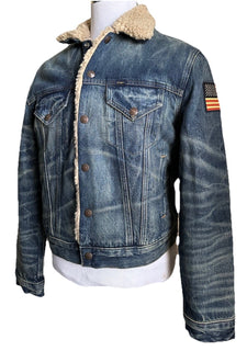 Polo Ralph Lauren Men Faux-Shearling-Lined Denim Jacket Blue Size M