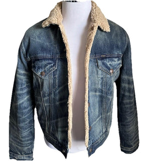 Polo Ralph Lauren Men Faux-Shearling-Lined Denim Jacket Blue Size M