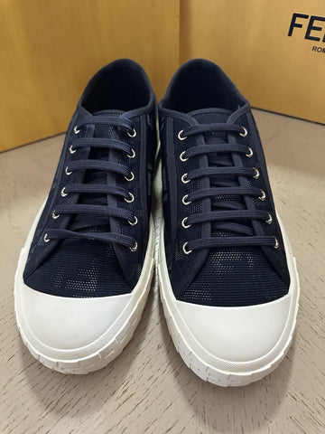 NIB $750 Fendi Men Tessuto FF Logo Lace-Up Sneakers Navy Size 12 US/11 UK Italy