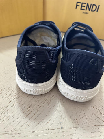 NIB $750 Fendi Men Tessuto FF Logo Lace-Up Sneakers Navy Size 12 US/11 UK Italy