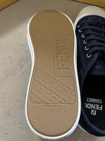 NIB $750 Fendi Men Tessuto FF Logo Lace-Up Sneakers Navy Size 12 US/11 UK Italy