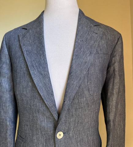 NWT $4995 BRUNELLO CUCINELLI Linen Classic-Fit Suit DENIM BLUE 42R US/52R Eu