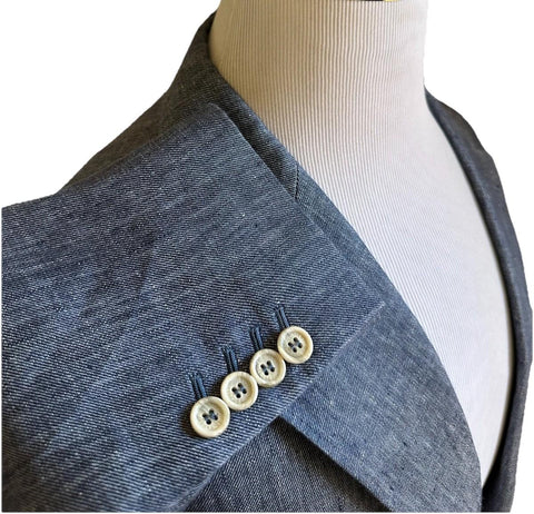 NWT $4995 BRUNELLO CUCINELLI Linen Classic-Fit Suit DENIM BLUE 42R US/52R Eu