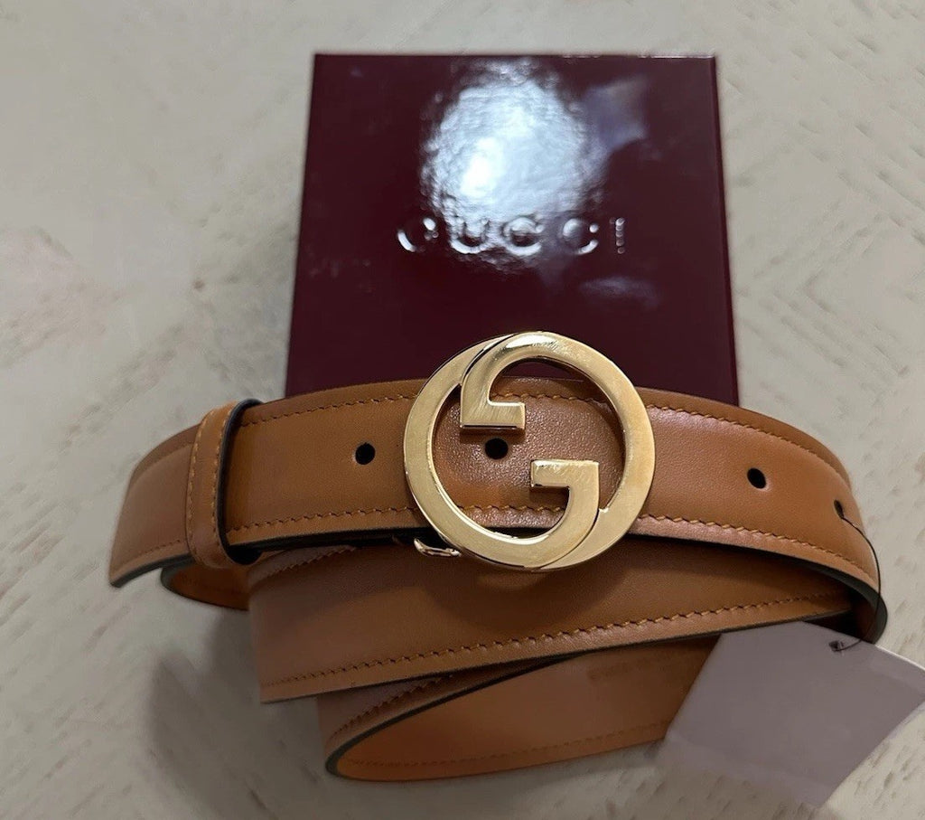 Gucci Women Leather GG Belt Brown Size 120/48 NIB 690557