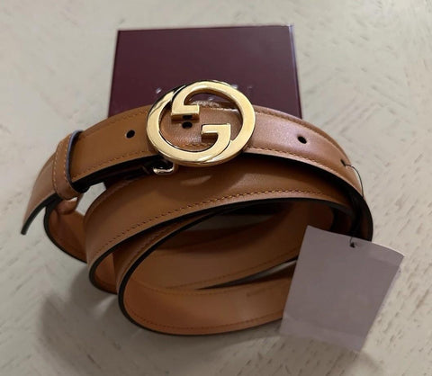 Gucci Women Leather GG Belt Brown Size 120/48 NIB 690557