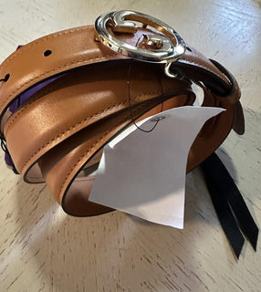 Gucci Women Leather GG Belt Brown Size 120/48 NIB 690557