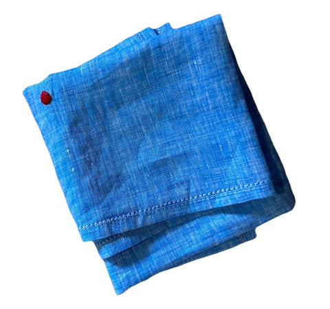 Kiton Linen Pocket Square Blue One Size New