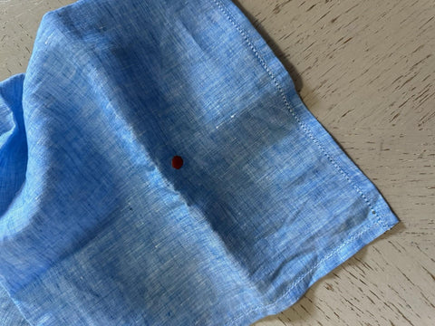 Kiton Linen Pocket Square Blue One Size New