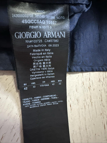 Giorgio Armani Men Logo Print Dress Shirt Navy Size 42/16.5 New $1195 Italy