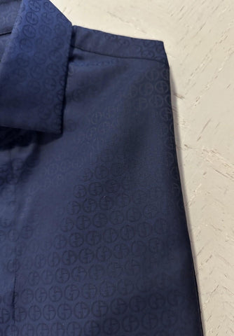 Giorgio Armani Men Logo Print Dress Shirt Navy Size 38/15 New $1195 Italy