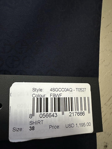 Giorgio Armani Men Logo Print Dress Shirt Navy Size 38/15 New $1195 Italy