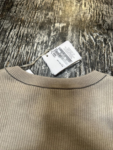 New $1995 Brunello Cucinelli Ribbed Cashmere Crop Sweater Vest LT Brown XL