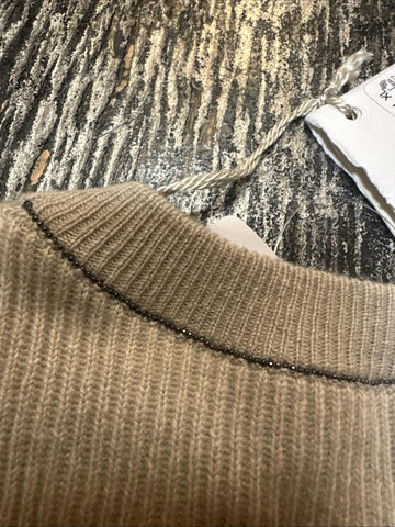 New $1995 Brunello Cucinelli Ribbed Cashmere Crop Sweater Vest LT Brown XL