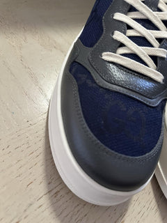 New Gucci Men GG Logo Canvas Leather Sneakers Blue/Gray 12.5 US/12 UK