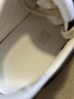 New Gucci Men GG Logo Canvas Leather Sneakers Blue/Gray 12.5 US/12 UK