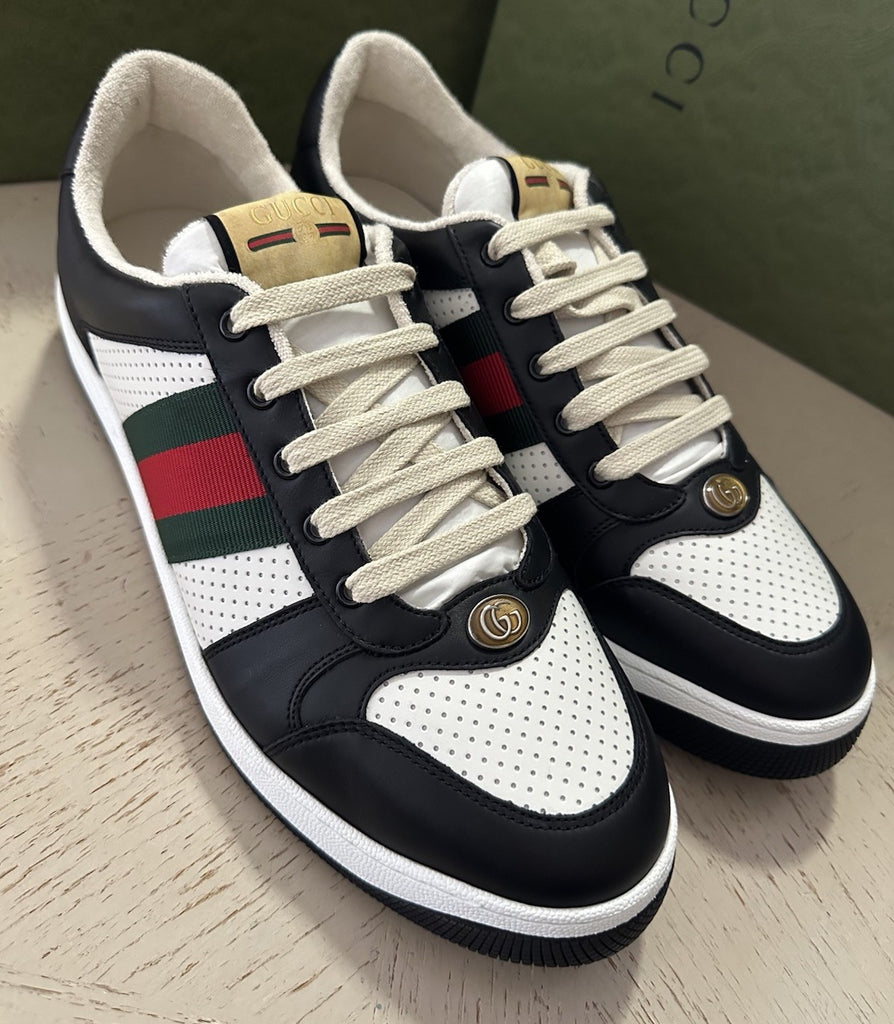 New Gucci Men GG Logo Leather Sneakers Black/White 12.5 US/12 UK 546163