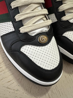 New Gucci Men GG Logo Leather Sneakers Black/White 12.5 US/12 UK 546163