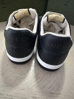 New Gucci Men GG Logo Leather Sneakers Black/White 12.5 US/12 UK 546163