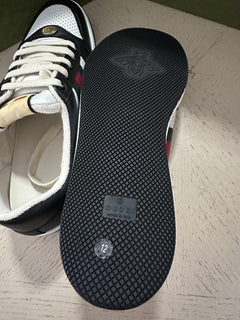 New Gucci Men GG Logo Leather Sneakers Black/White 12.5 US/12 UK 546163