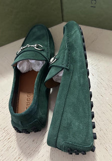 Gucci Men Suede horsebit Driver Loafers Shoes Green 10 US/9.5 UK 765859 New