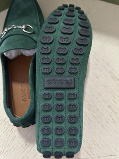 Gucci Men Suede horsebit Driver Loafers Shoes Green 10 US/9.5 UK 765859 New