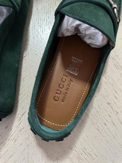 Gucci Men Suede horsebit Driver Loafers Shoes Green 10 US/9.5 UK 765859 New
