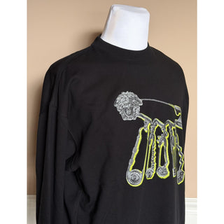 Versace Men’s Logo Non-brushed Sweatshirt Black XL 1013969 NWT $1075