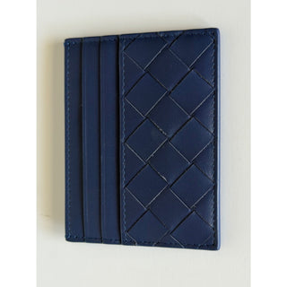 Bottega Veneta Men's Intrecciato Leather Card Case Blue 581060 Italy NWT $390