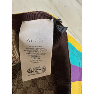 Gucci Men Baseball Cap Gucci Logo hat Yellow/Blue/Purple Size L New 751544