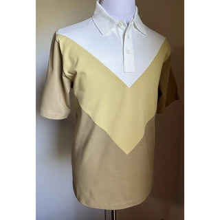 Bottega Veneta Men Cotton Piquet Polo Shirt White/Yellow/Brown Size M New $700