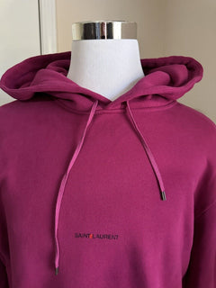 NWT $850 Saint Laurent Men’s Printed Hoodie Pullover Color Fuchsia Size XL Italy