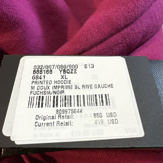 NWT $850 Saint Laurent Men’s Printed Hoodie Pullover Color Fuchsia Size XL Italy