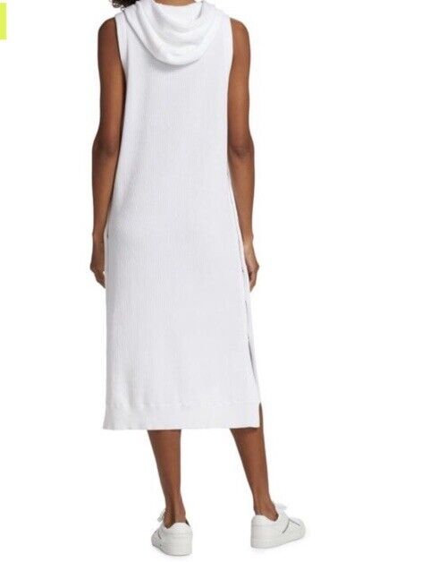 New $3695 Brunello Cucinelli Rib Knit Cotton Midi Dress White Size L