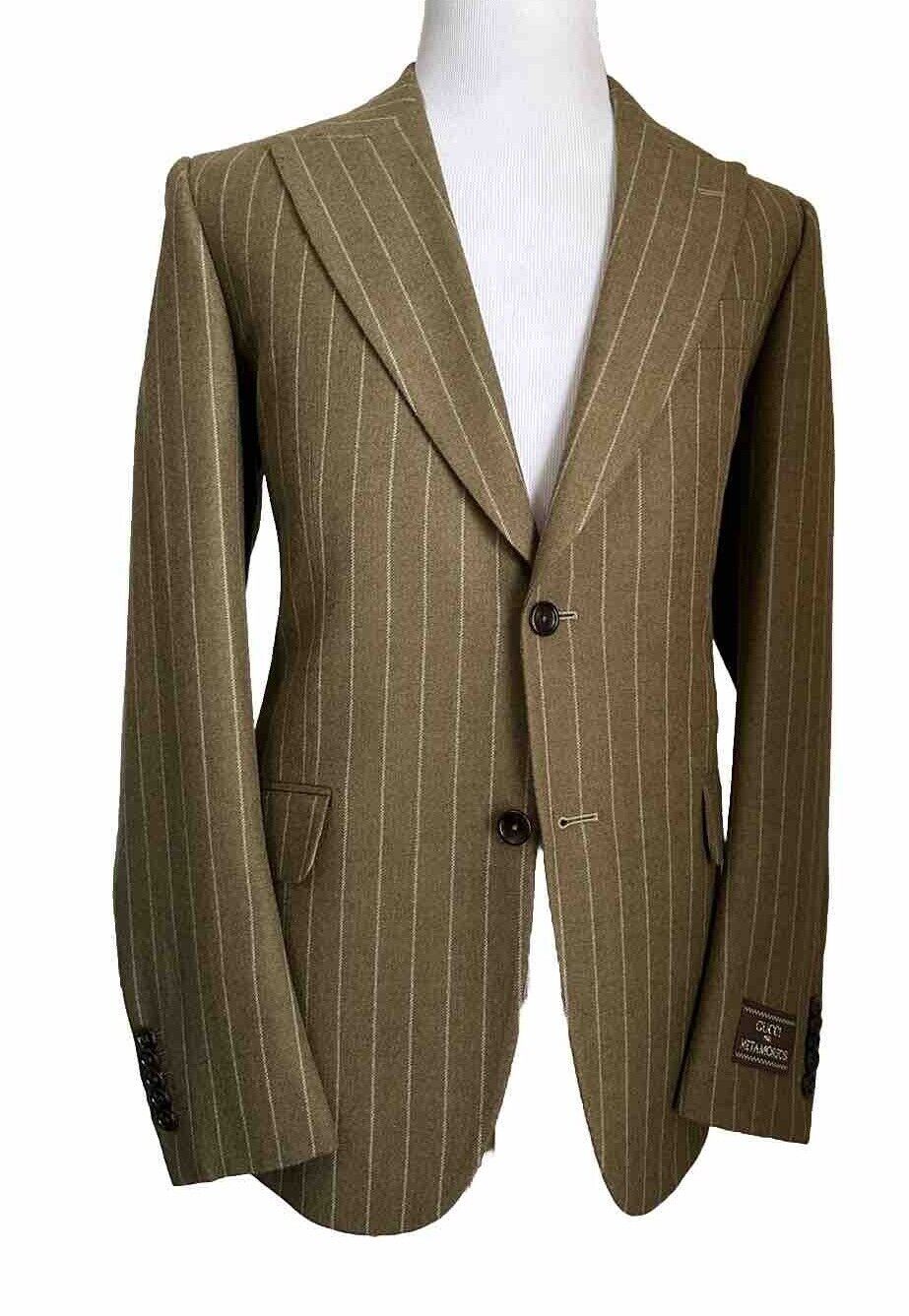 NWT $4850 Gucci Men’s Wool Striped Suit Green/Beige 38R US/48R Eu