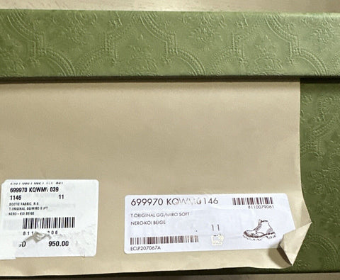 NIB Gucci Men GG Logo Canvas/Leather Boots Shoes Black/Beige 12 US/11 UK 699970