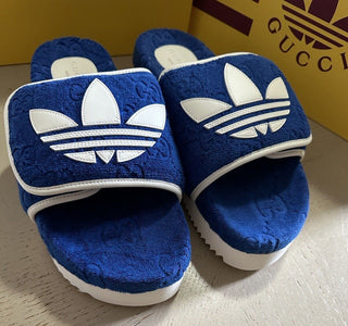 NIB Gucci x adidas Mens Sandal Shoes Blue 11 US/10 UK 702412